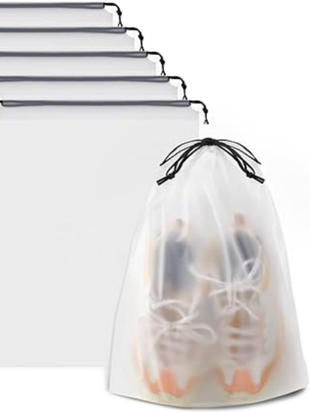 5 Pack Waterproof Clear Drawstring Shoe Bags for Travel Packing Storage Organize